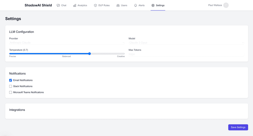 ShadowShield AI Configuration and Settings
